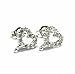2 pcs .925 Sterling Silver Heart Stud Cz Loop Post Dangle Earring Connectors/Findings/Bright