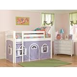 Windsor Low Loft Tent Bed in White with Bottom Curtain Configuration: Low Loft Bed with Bottom Curtain and Slide