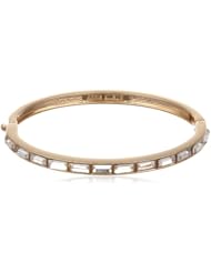 Anne Klein "Hylan" Gold-Tone Crystal Baguette Bangle Bracelet, 7.25"
