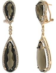 0.90ct Diamond and 19.92ct Smokey Topaz 14k Rose Gold Earrings