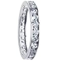 Solid 14K White Gold Cubic Zirconia Eternity Toe Ring - Size 3.5