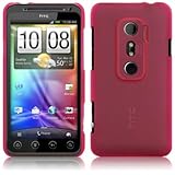 HTC EVO 3D RUBBERIZED TRANSPARENT BACK COVER CASE - HOT PINK