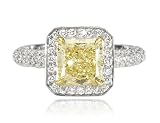 Natural Fancy Yellow Diamond Engagament Ring 3.05 Carat (ctw) in Platinum with 18K Yellow Gold Accents