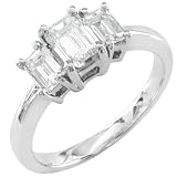 1ctw Diamond Emerald cut Three stone Ring in 14kt White Gold (HI/SI1)