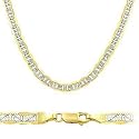 Solid 14k Yellow n White Gold Gucci Chain Necklace 3.5mm 22"