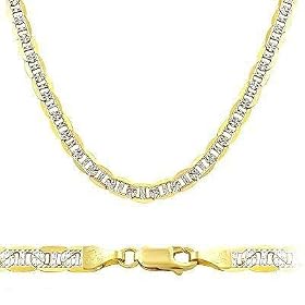 Solid 14k Yellow White Two Tone Gold Gucci Bracelet 3.5mm 7 by Shoman Jewels