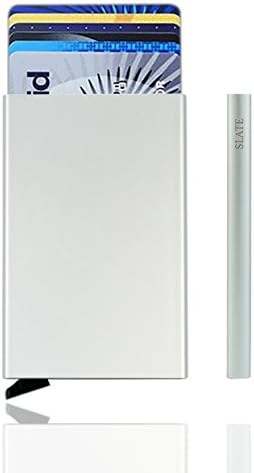 NEW RFID Blocking Stainless Steel Card Holder Case - Very Slim, Protective &amp; Stylish Travel Wallet [*6 Card Capacity*] [Smart and Safe 1-Click Removal]