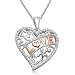 Picture of Amazon.com Collection:18k Rose Plated Sterling Silver Diamond-Accented "Love" Heart Pendant Necklace (0.06 cttw, I-J Color, I3 Clarity), 18"