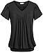 Bepei Women Tops V Neck Summer Petal Sleeves Tunic Shirts Short Sleeves Blouses
