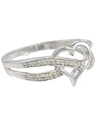 14k White Gold Diamond Heart Ring (1/10 cttw, H-I Color, I2 Clarity)