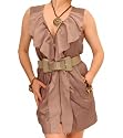 Blue Banana Mocha Zip Up Ruffle Mini Dress