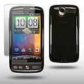 HTC DESIRE BLACK GEL COVER CASE WITH SCREEN PROTECTOR BY CELLAPOD CASES
