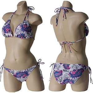 Buy KALI GIRLZ Paisley Skull Print Brazilian String Bikini (White Multi) by KALI GIRLZ