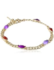 Kensie "Watch the Stars" Gold-Plated Chain Flex Bracelet with Stone, 7.5"