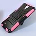 For Samsung Galaxy Mega 6.3 Belt Clip Holster Hybrid Kickstand Cover Case with ApexGears Stylus Pen (Black Pink)