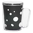 Black and White Polka Dot 18 oz Insulated Coffee Mug, Clear