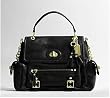 Coach Black Leather Sydney Shoulder Flap Handbag 14614
