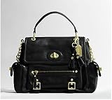 Coach Black Leather Sydney Shoulder Flap Handbag 14614