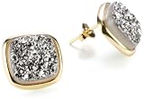Marcia Moran Titanium Druzy Stone Square Shape 18k Gold-Plated Earring