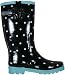 Women's Navy Polka Dot Waterproof Rubber Rain and Garden Boots