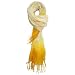 YELLOW GRADIENT LONG TIE DYE SCARF WRAP W/FRINGE