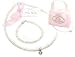 Lilly Ruth Beautiful Handmade Girls 925 Sterling Silver Heart Charm on Necklace and Matching Bracelet Set on Freshwater Pearls Comes in Fancy Gift Bag, Toddler Set