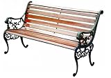 Gartenbank 2-sitzer mit Gusseisen - Seitenteilen und Holzbelattung, mahagonifarben