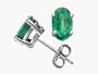 0.90 cttw Genuine Oval Emerald Earring Studs in 14 kt White Gold LIFETIME WARRANTY
