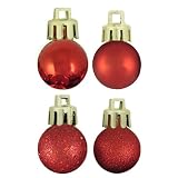Club Pack of 72 Red Hot Shatterproof 4-Finish Christmas Ball Ornaments 1.25