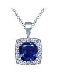 Platinum Cushion Cut Blue Sapphire And Round Diamond Pendant (GIA Certificate)