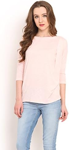 Women's Three Quarter Sleeve Light Pink Casual Top