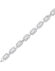 BRI Jewelry 14K 7.25" White Gold Diamond Cut Rectangle Type Fashion Filigree Bracelet with Lobster Clasp