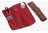 Pack of 4 Red Paisley Picnic Serving Utensil Fork, Spoon and Knife Storage Wraps