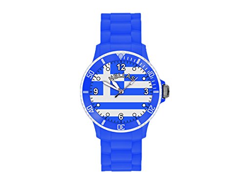 Fanartikel Silikon Armbanduhr Watch Fan Uhr m WM & EM Länder Flaggen Style (Griechenland)