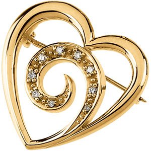 14K Yellow Gold Diamond Heart Brooch 41bjBKefJML 14K Yellow Gold Diamond Heart Brooch