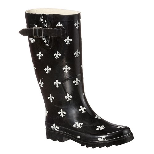 Women's Fleur-De-Lis Rain Boots - Black