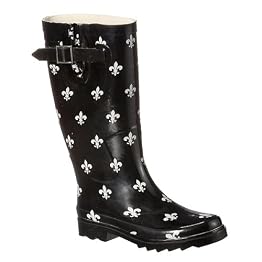 Women's Fleur-De-Lis Rain Boots - Black