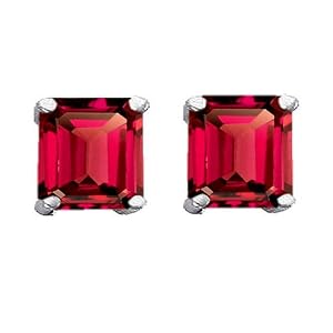 3.00 cttw 14K White Gold Plated 925 Sterling Silver and Created Square Ruby... by