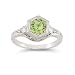 Roman Art Deco Peridot and White Topaz Ring in .925 Sterling Silver