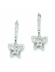 0.6 Carat 14K White Gold Diamond Hinged Hoop Dangle Butterfly Earrings