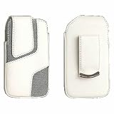 Housse etui coque simili cuir pour Apple iPhone v1 3g 3gs - Holster - Clip ceinture - Blanc