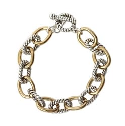 Two Tone Toggle Link Bracelet Fashion Jewelry