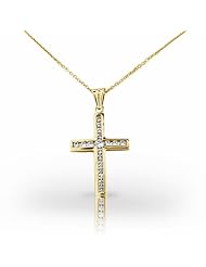 14KT Yellow Gold Gorgeous Channel Set Diamond Cross Pendant. 5/8 CTW