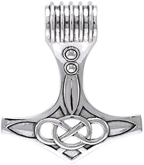 Jewelry Trends Silver Plated Bronze Large Thor's Hammer Pendant on 18 Inch Black Leather Necklace