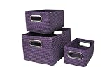 Zeller 14080 Korb-Set 3-teilig, PP, mit Chromgriffen 36 x 25 x 20 cm, 29 x 21 x 16 cm, 25 x 16 x 12 cm, lila