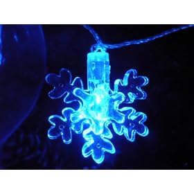 Crystal Clear Blue Snowflake LED String Lights; LED Christmas Lights; Party Lights