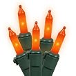 Set of 50 Opaque Orange Mini Christmas Lights - Green Wire