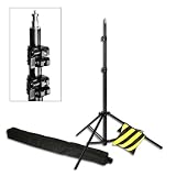 PBL LIGHT STAND 10' PRO HEAVY DUTY SPRING CUSHIONED, BLACK FINISH, ALL METAL LOCKING COLLARS WITH SAND BAG PLUS CARRY BAG by PBL