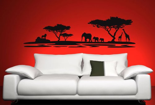 Produkt-Bild: Wandtattoo ArtNr 3002 Afrika, 126 x 30 cm, Farbe: schwarz