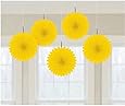 Amscan Mini Hanging Fan, 6", Yellow Sunshine
